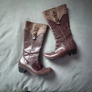 Clarks Brown Leather Riding Boot 8.5M Distressed Equestrian DarkAcademia